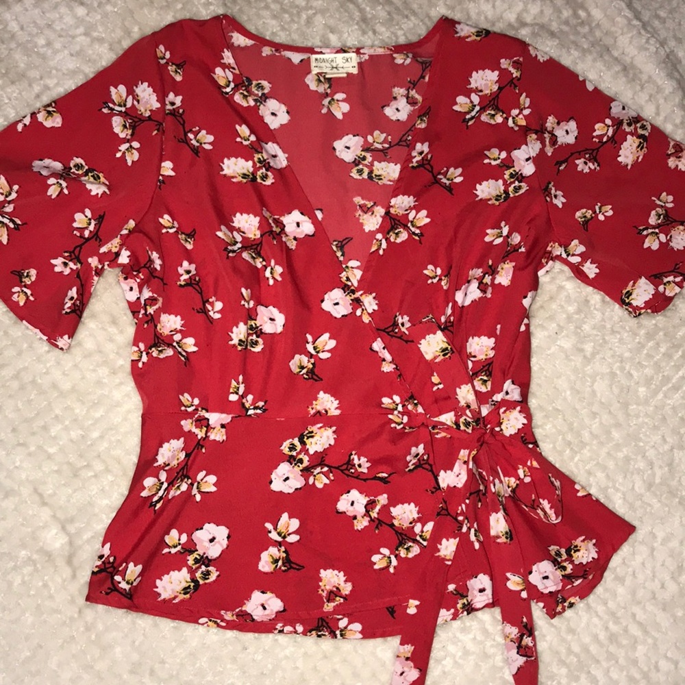 red floral  top
